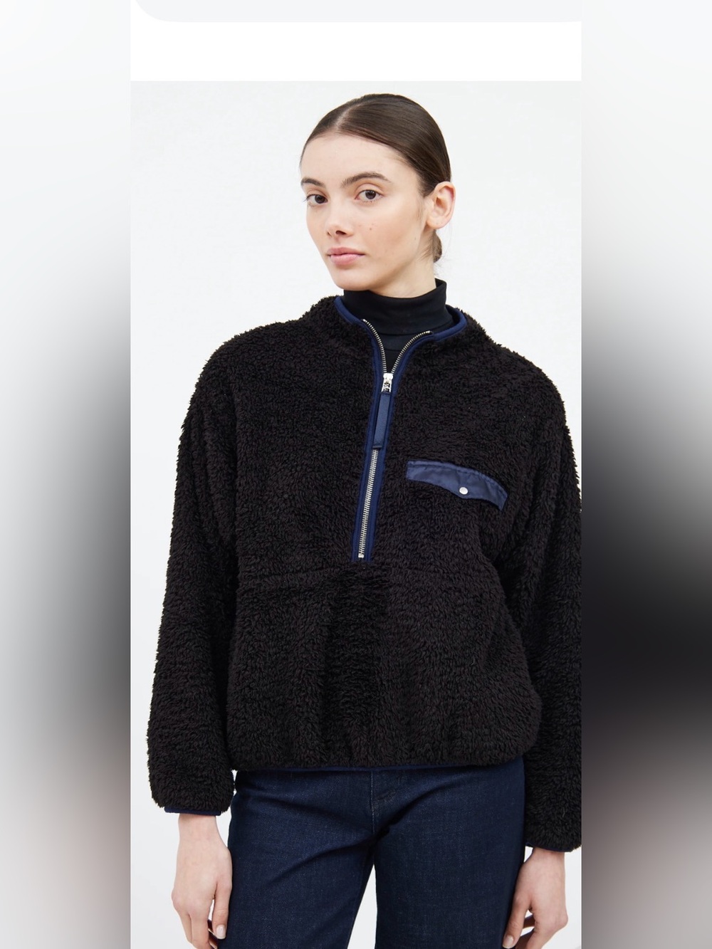 ANINE BING Sierra Teddy Black Fleece Pullover Size Small